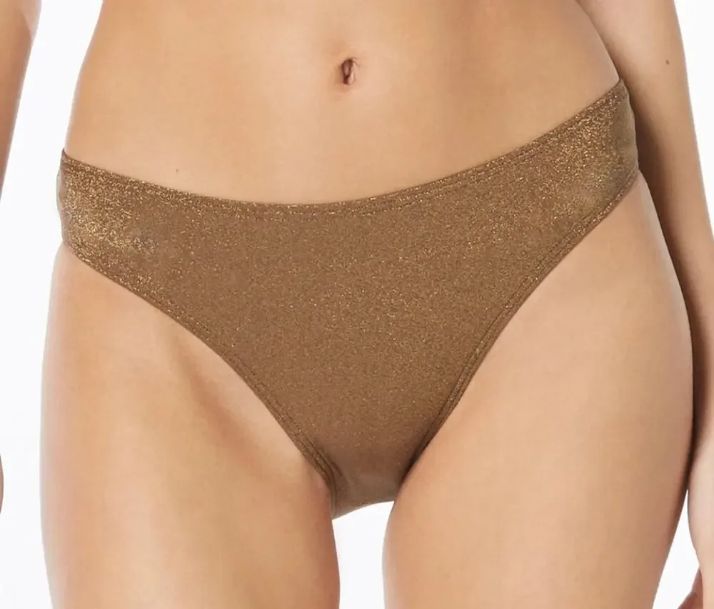 Vince Camuto Bronze Bronzed Goddess High Cut Bikini Swim Bottom L NWT